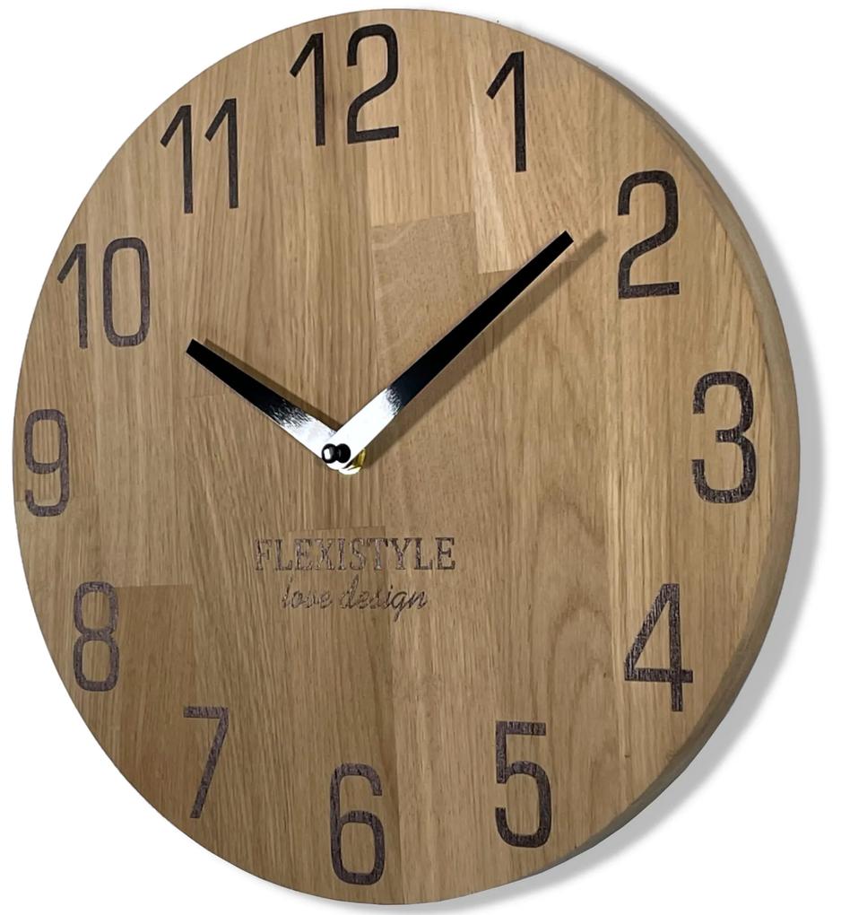 Nástenné hodiny z dubového dreva Flex z228-d-1, 30 cm