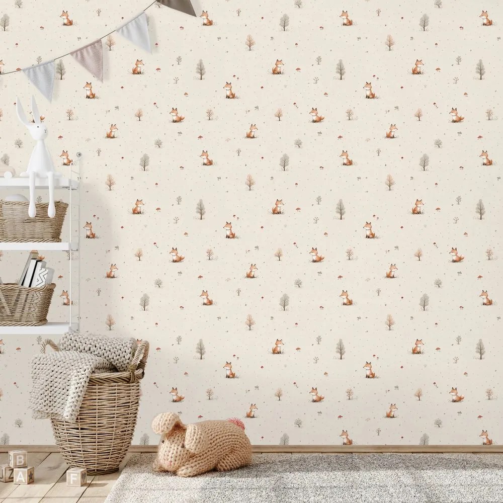 Tapeta lesné líšky a stromy