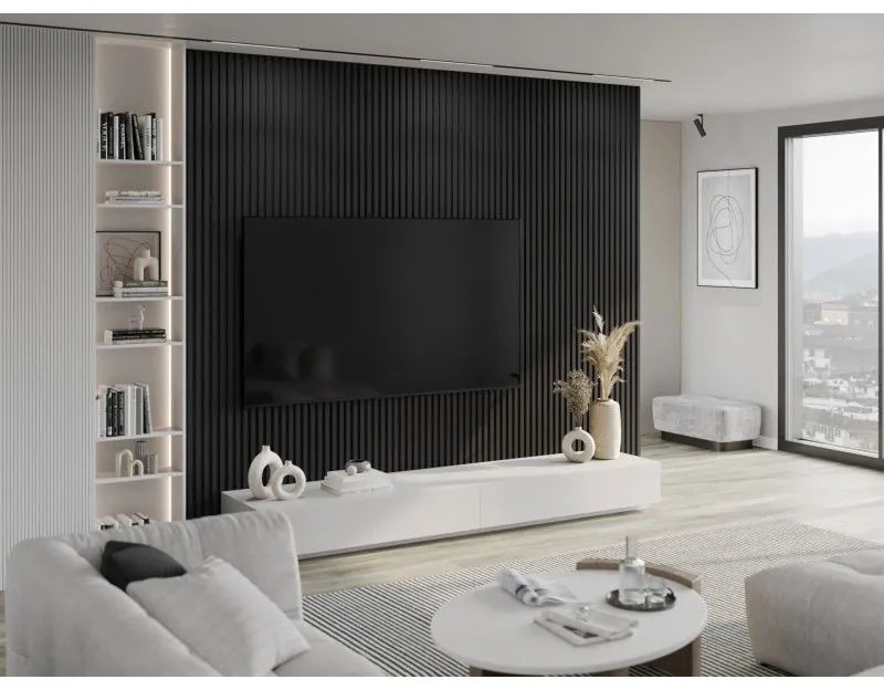 Mexen Lam-B, stenové lamely 275 × 31,5 cm, HDF doska 4 mm, čierna matná, S100-275317-2812-053