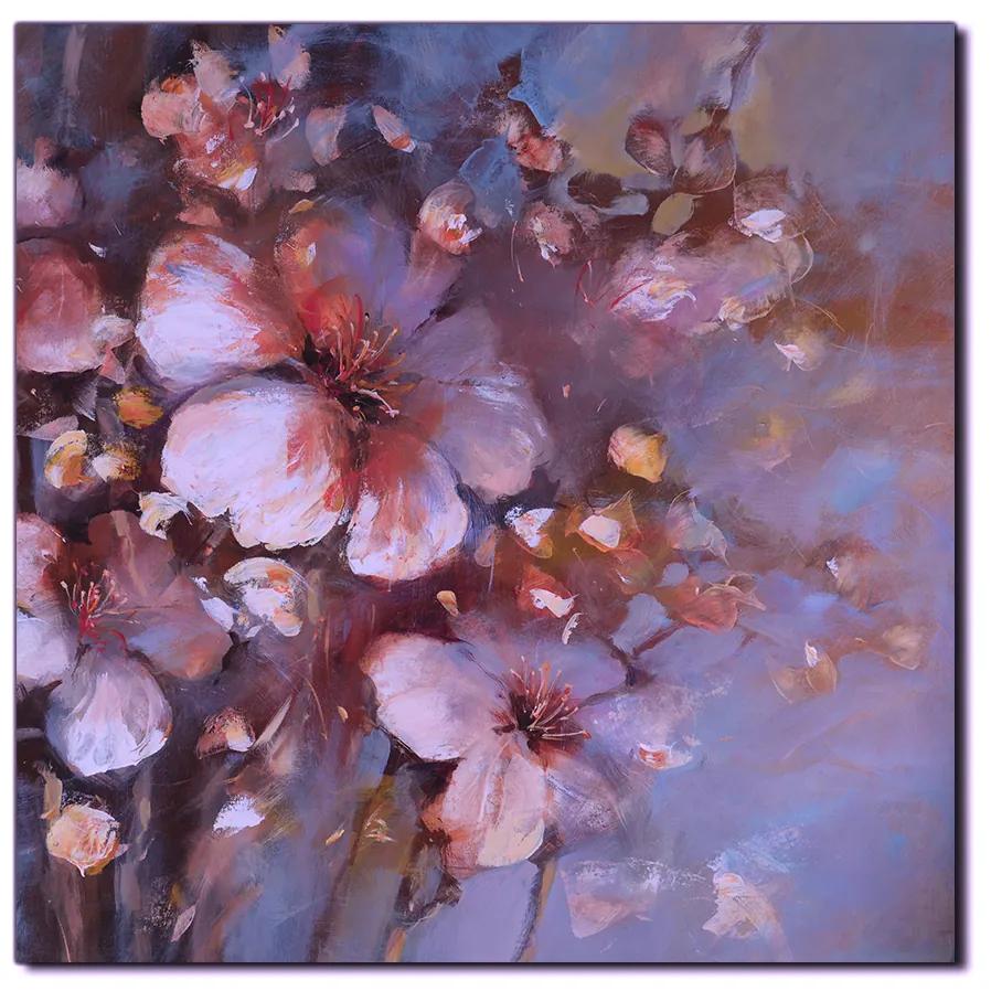 Obraz na plátne - Kvet mandlí, reprodukcia ručnej maľby - štvorec 3273FA (50x50 cm)