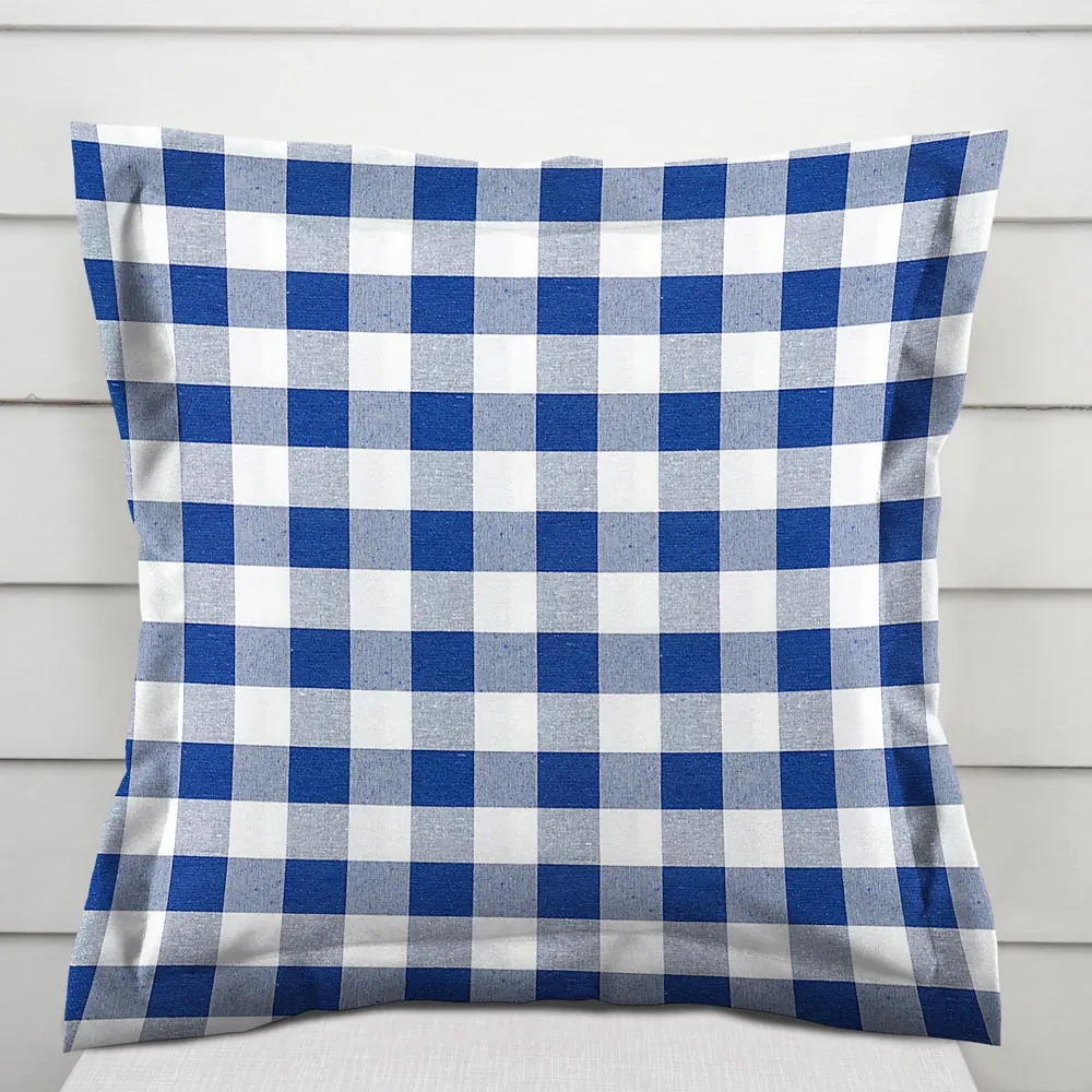 Biante Dekoračná obliečka na vankúš s lemom Rebeka RE-007 Modro-biela kocka veľká 40 x 40 cm