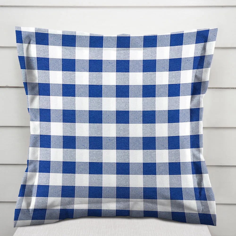Biante Dekoračná obliečka na vankúš s lemom Rebeka RE-007 Modro-biela kocka veľká 50 x 50 cm