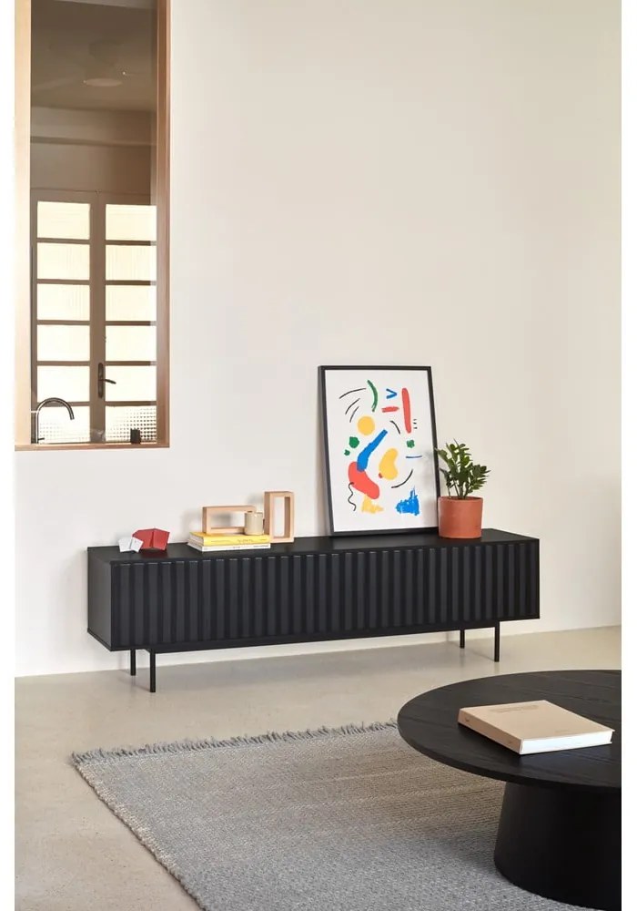 Čierny TV stolík 180x52 cm Sierra – Teulat