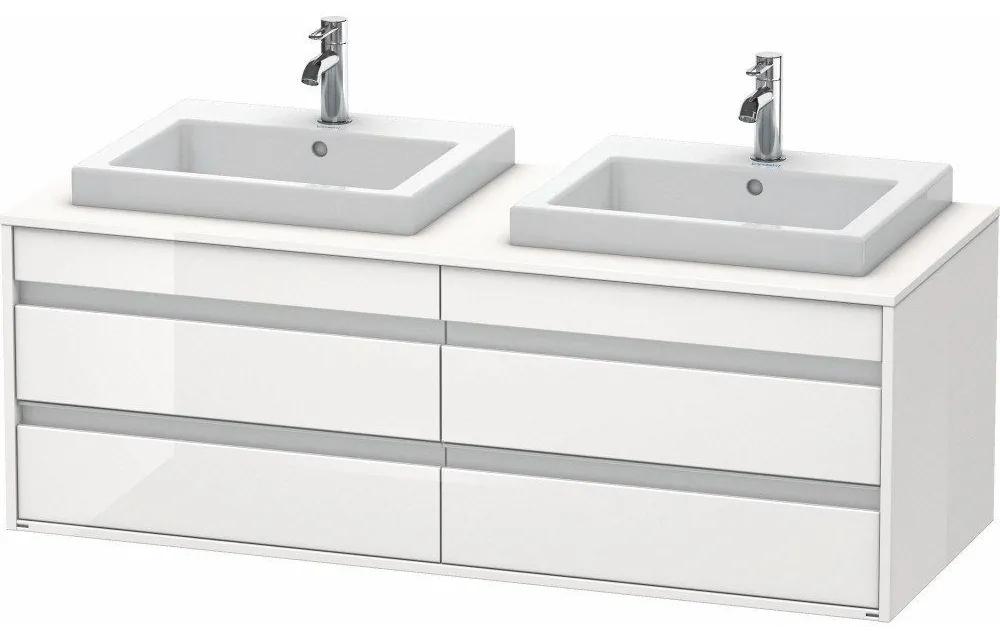 DURAVIT Ketho závesná skrinka pod umývadlo na dosku (umývadlo vpravo), 4 zásuvky, 1400 x 550 x 496 mm, biela vysoký lesk, KT6757R2222