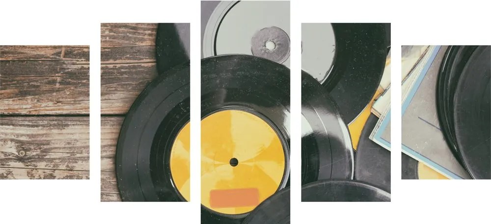 5-dielny obraz staré platne gramofónu Varianta: 100x50