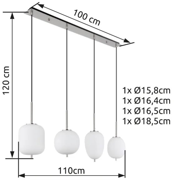 Globo 15345-4NO - Luster na lanku BLACKY I 4xE14/40W/230V