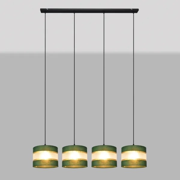 Luster na lanku HELEN 4xE27/15W/230V zelená/zlatá