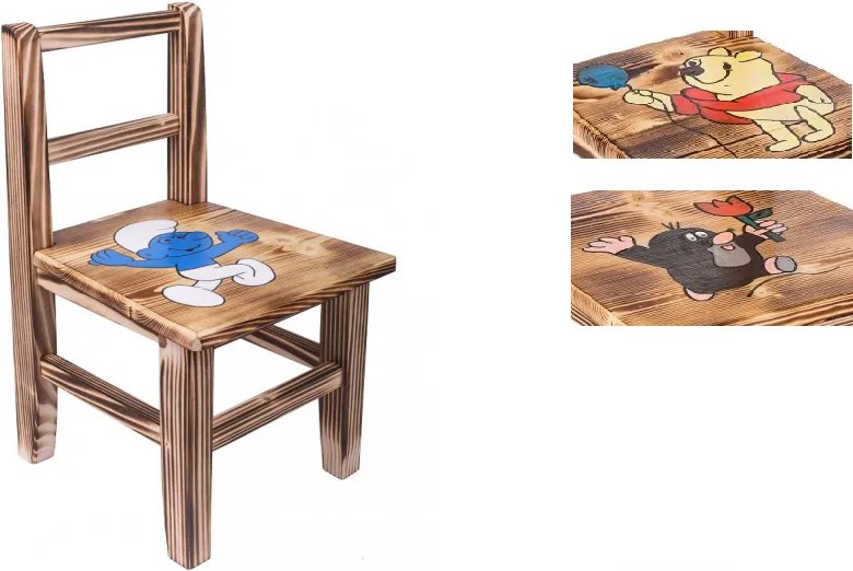 ČistéDrevo Detská drevená stolička s motívom