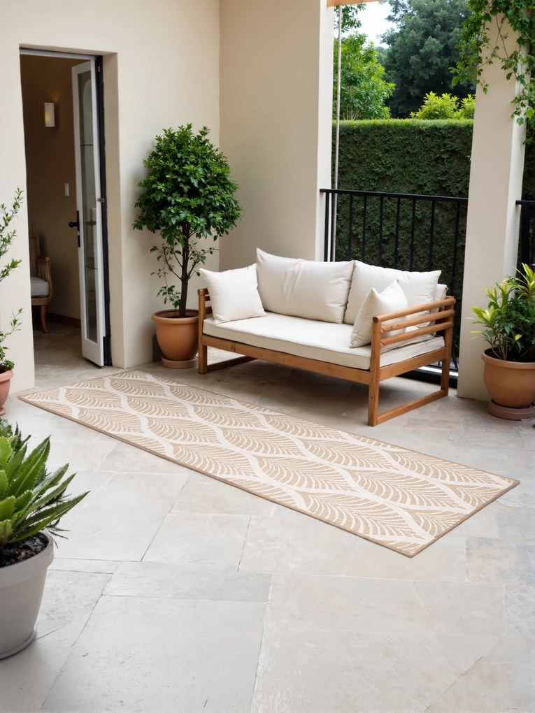 NORTHRUGS, Koberec behúň Duet Liora 106247 Beige/White - na von aj na doma, 80x250, béžová, chodba / predsieň