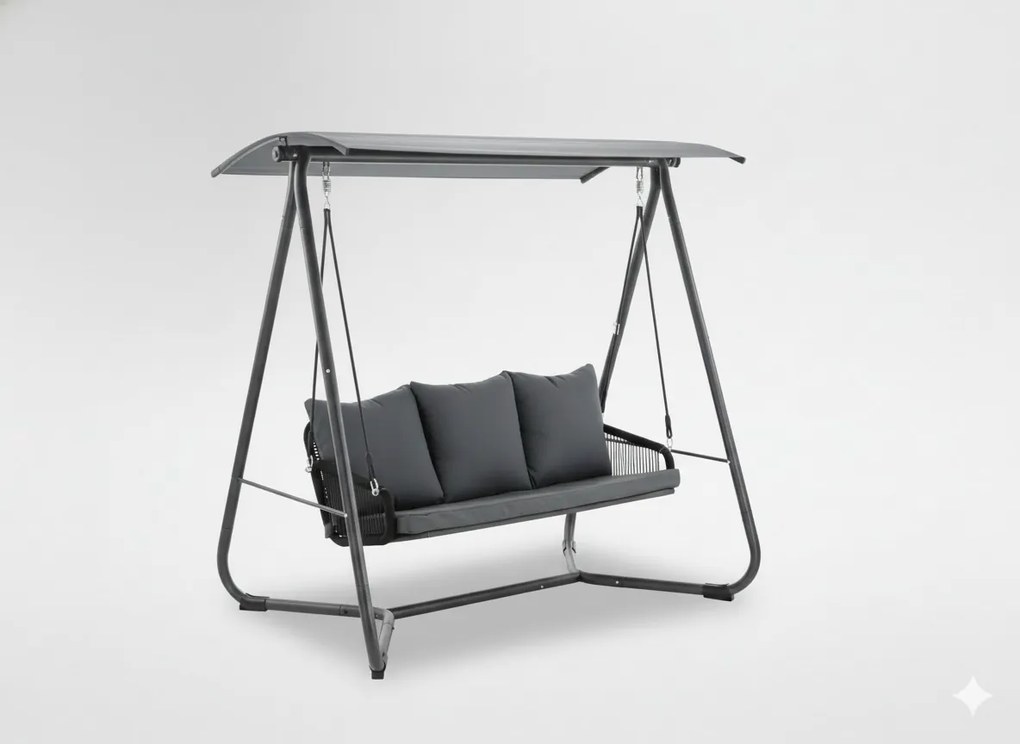 Garden Line ZÁHRADNÁ HOJDAČKA S PLETENÝMI OPIERKAMI RÚK 180 x 139 x 185 CM ANTRACIT PREMIUM