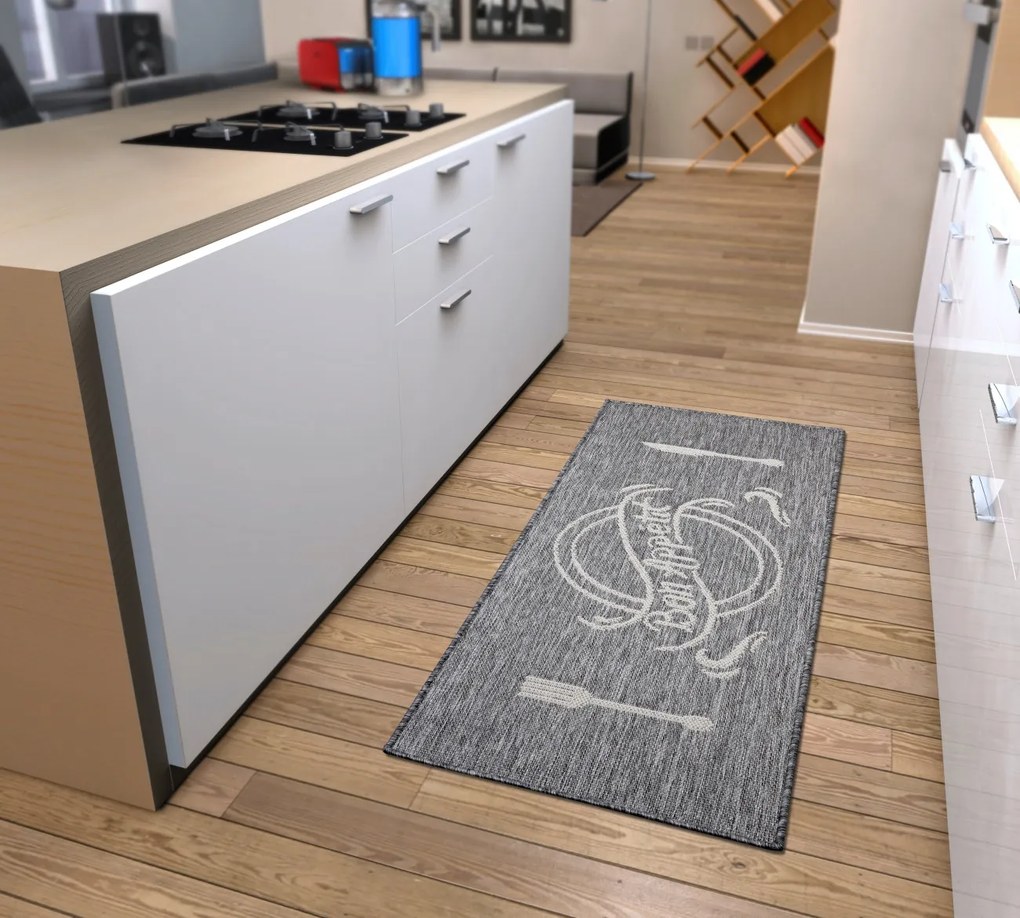 Hanse Home, Behúň Cucina Bon Appetit 105622 Grey Cream, 92x150, šedá, kuchyňa