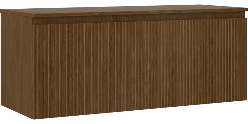Mexen Rivel, kúpeľňová skrinka 120 cm s hornou časťou, 1 zásuvka, drážkovaná, orech, 91A20-12047-1-BFC86