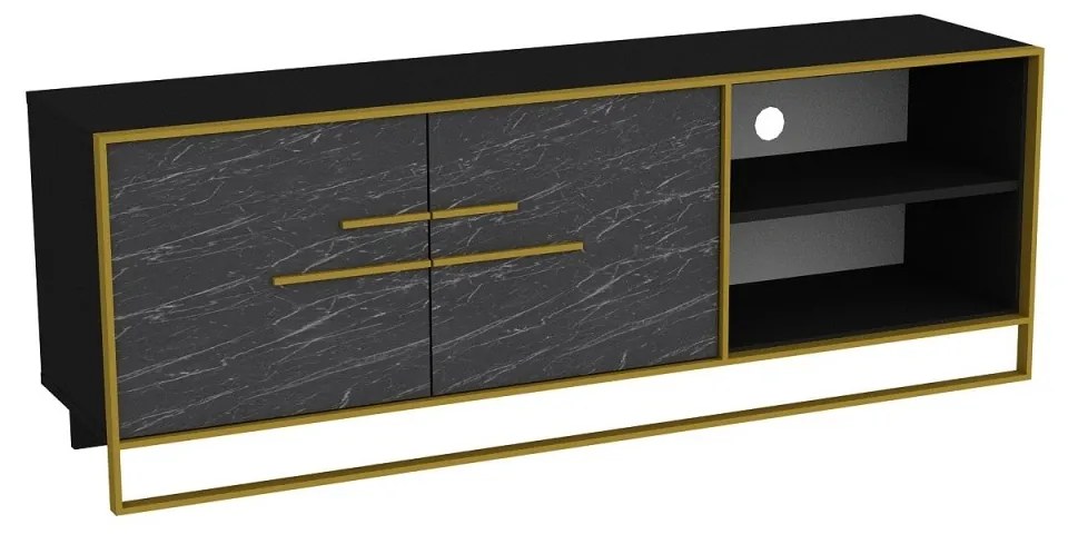 TV stolík POLKA 160 cm čierna/zlatá