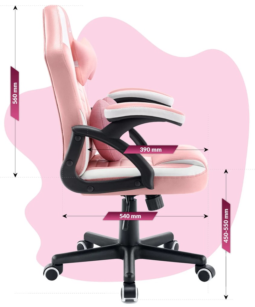 Hells Detské Herné kreslo Hell's Chair HC-1001 KIDS Pink White