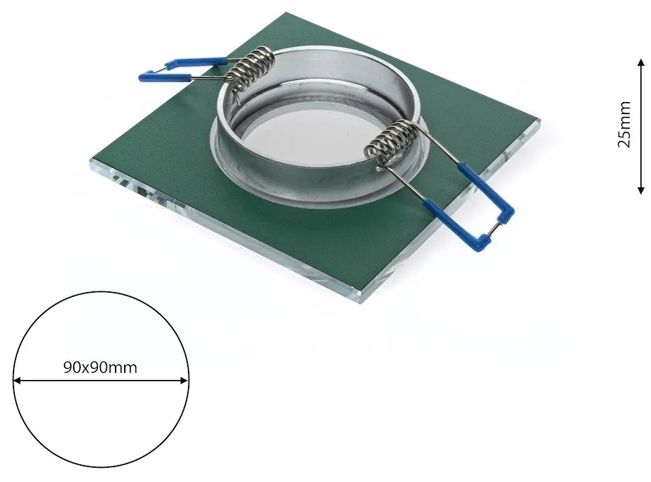 Ecolamp Podhľadové svietidlo Glass Square, 1x sklenené/strieborné kovové tienidlo, s