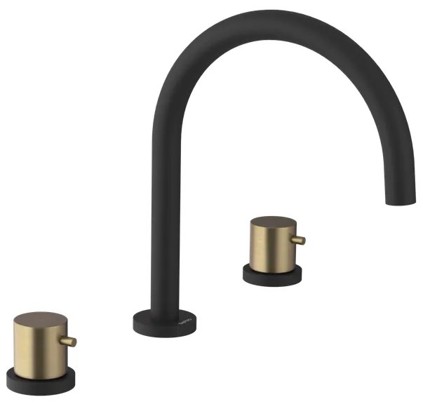 Sapho Sapho, ULTRAMIX trojprvková umývadlová batéria, čierná mat/zlato mat, UT017BG