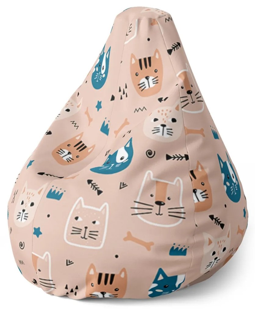 Sablio Sedací vak Pear Farebné mačičky - 70 x 95 x 15 cm