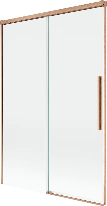 Mexen Rox, 2-krídlová posuvná vaňová zástena 120 x 150 cm, 8mm číre sklo, medený matný profil, 8C9-120-001-65-00