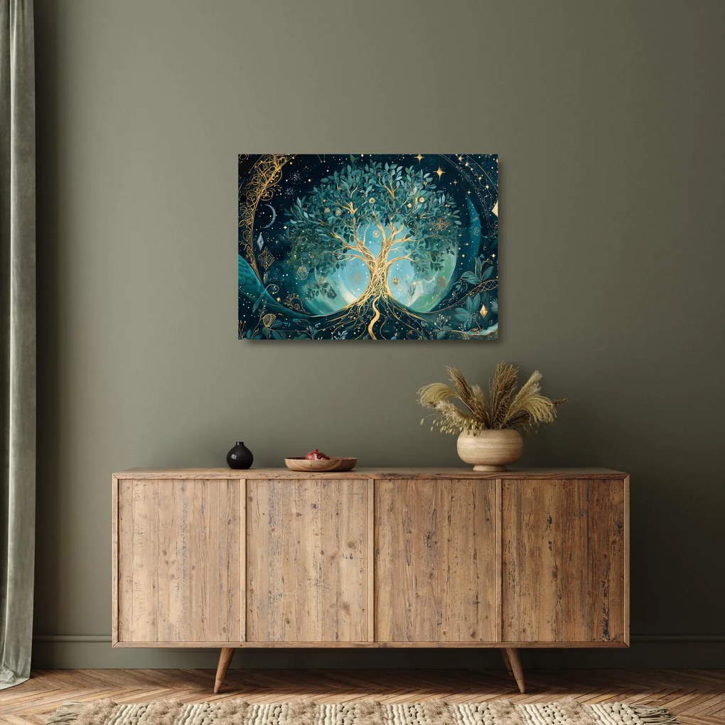 Sklenený obraz – Strom života vo vesmíre (70x50 cm)