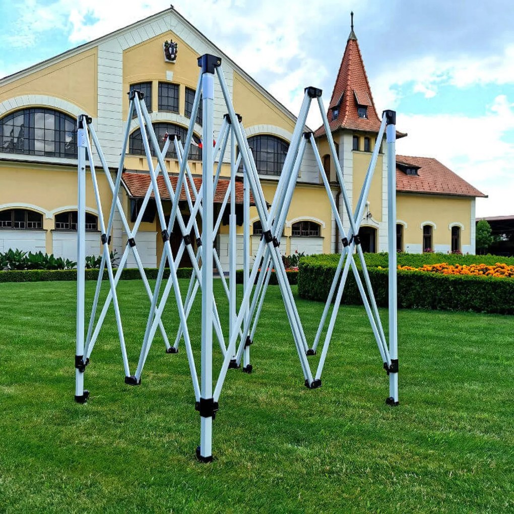 BRIMO Skladací altánok 3x3 m na Oslavy: Nepremokavá Ochrana a Bleskové Zloženie - s 3 stenami - Biela 9