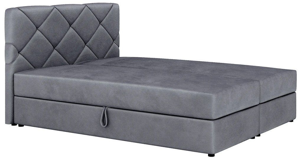 Manželská posteľ Boxspring 140x200 cm Karum (tmavosivá) (s roštom a matracom). Akcia -20%. Vlastná spoľahlivá doprava až k Vám domov. 1007774