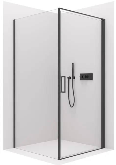 Cerano Porte, 1-krídlový sprchovací kút 80x100 cm, 8mm číre sklo, čierny profil, CER-CER-413570