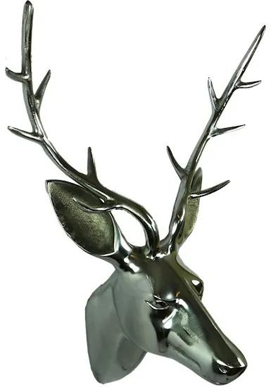 Strieborná nástenná dekorácia hlava jeleňa Deer S - 15 * 14 * 32cm