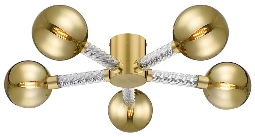 Zuma Line C0583-05C-2GHF - Prisadený luster MIDA 5xG9/6W/230V mosadz