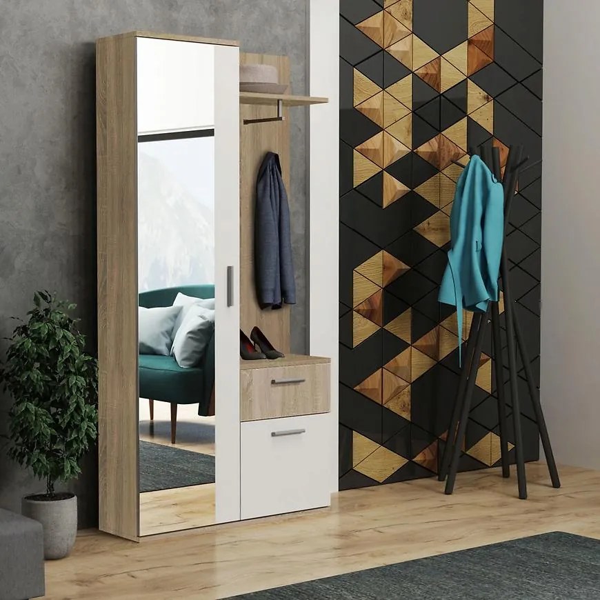 Predsieňový nábytok Justus biela/dub sonoma