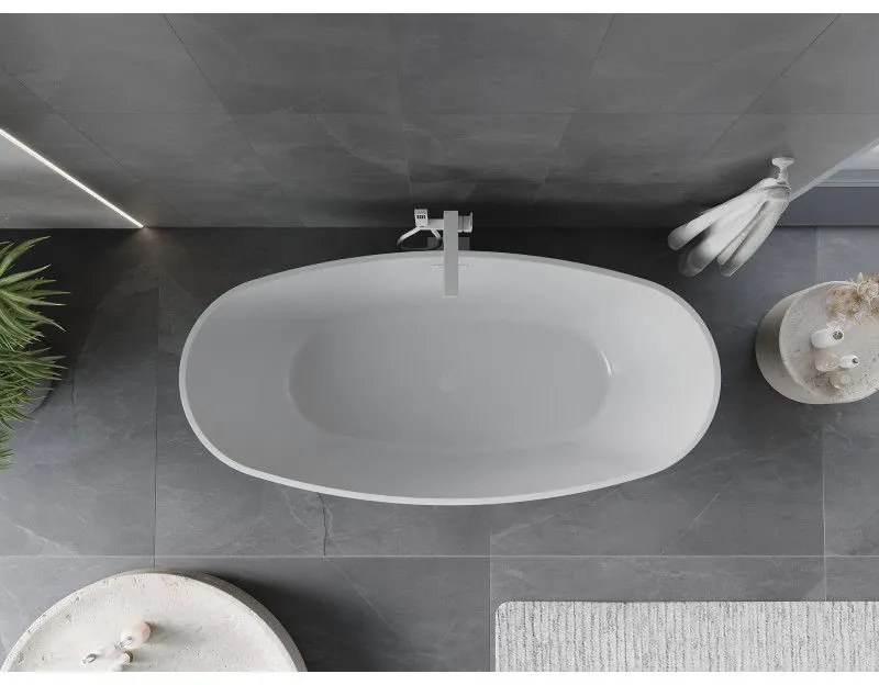 Mexen Olea, voľne stojaca vaňa, vzor, 170 × 80 cm, biela-čierna, biely prepad, 52821708075-20