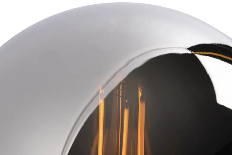 Art Deco stolná lampa čierna s dymovým sklom - Pallon