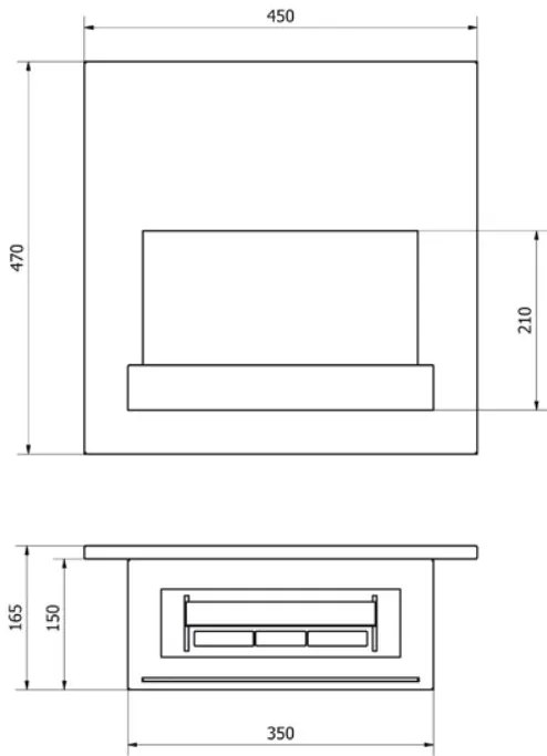 Závesný biokrb na stenu ČIERNY SO SKLOM 45x47x17