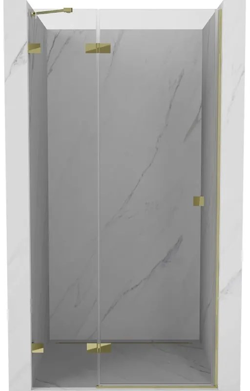 Mexen, Mexen Lunar ľavé otočné sprchové dvere 125 cm, transparentné, zlaté - 834-125-000-50-00-L