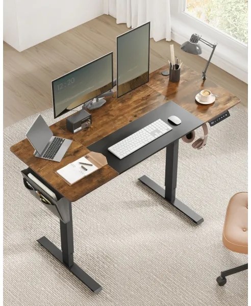 Výškovo nastaviteľný písací stôl SOLEA-X hnedá/čierna