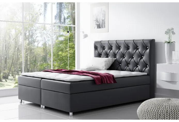 Čalúnená posteľ s úložným priestorom Vivien čierna eko koža 180 + topper zdarma