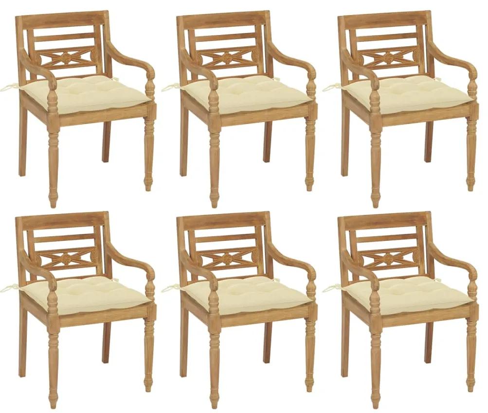 Batavia stoličky s podložkami 6 ks tíkový masív 3073339