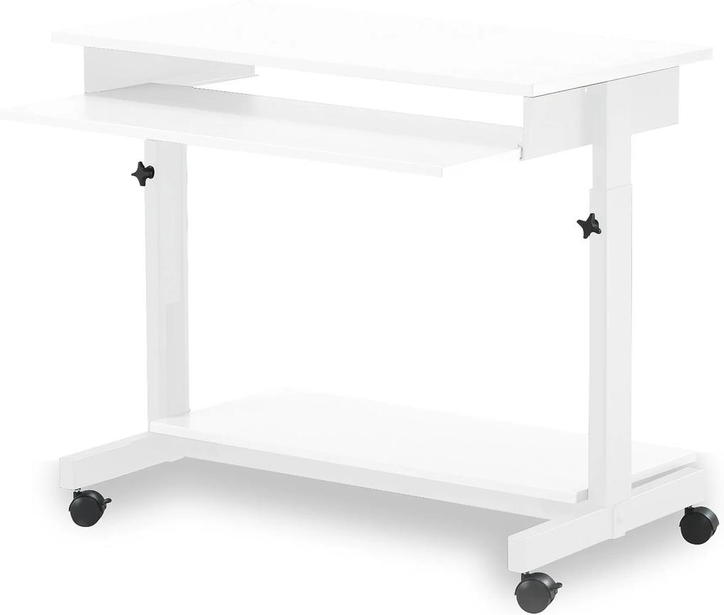 Počítačový stôl Logic, výškovo nastaviteľný, 780x500 mm, biely