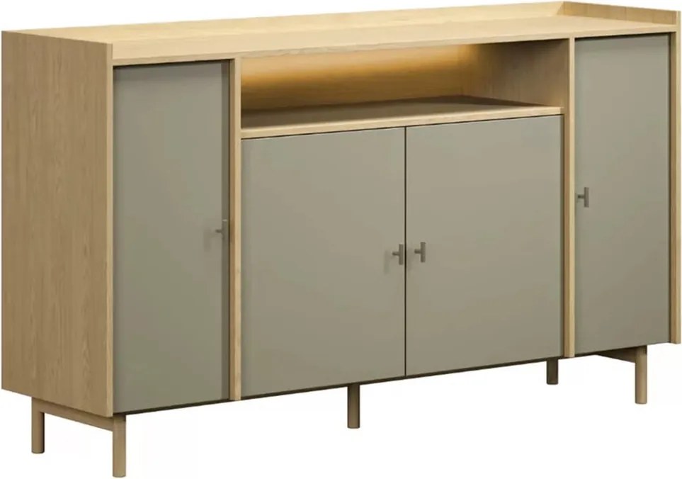 Štvor dverová komoda s výklenkom Sumira 170 cm - eukalyptus / dub baltic dune / kovový rám