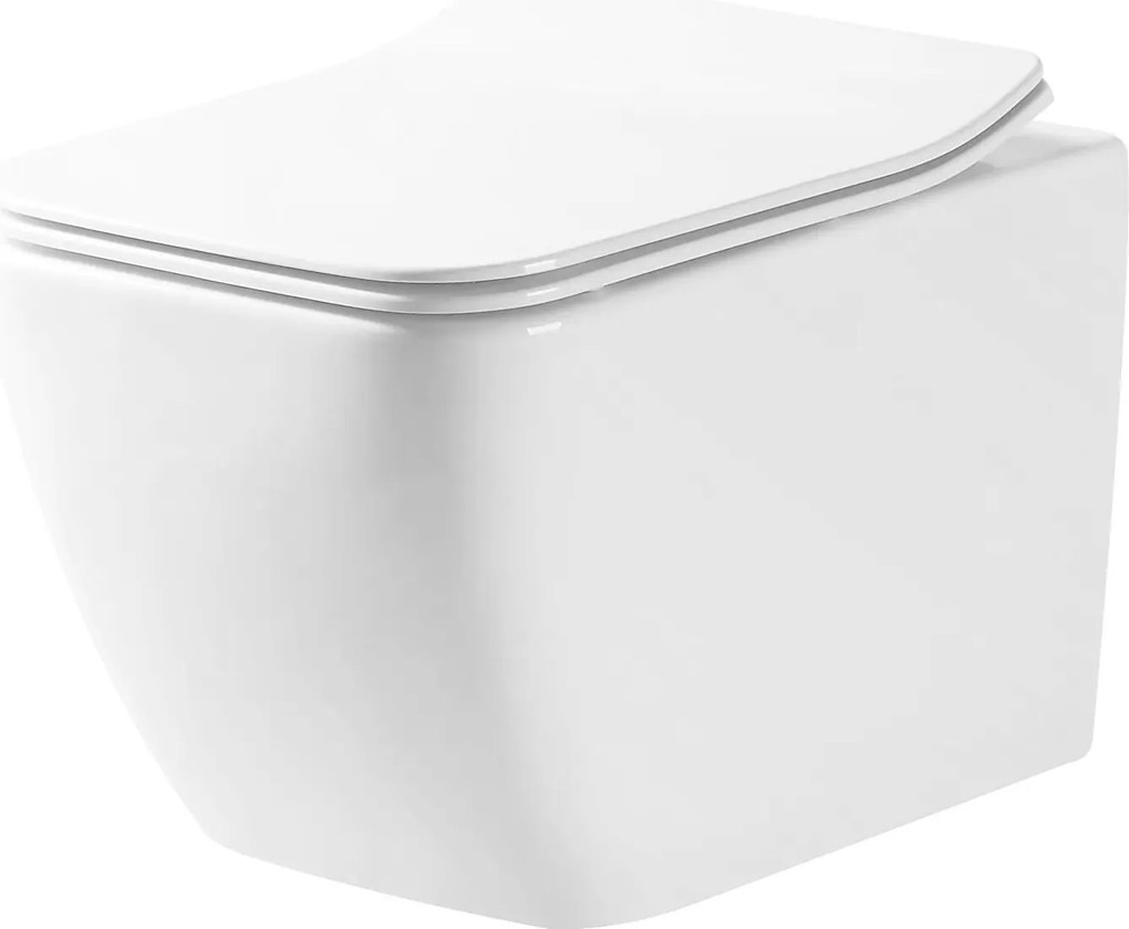 Závesná WC misa so SoftClose sedadlom REA MARTIN SLIM RIMLESS, biela