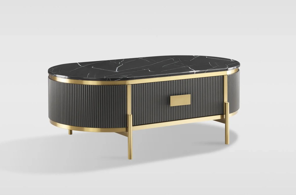 Konferenční stolek Stilig ST380A 124 cm zlatý/černý mramor