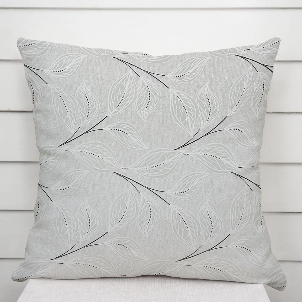 Biante Dekoračná obliečka na vankúš Leona LN-165 Popínavé lístky na sivom 60 x 60 cm