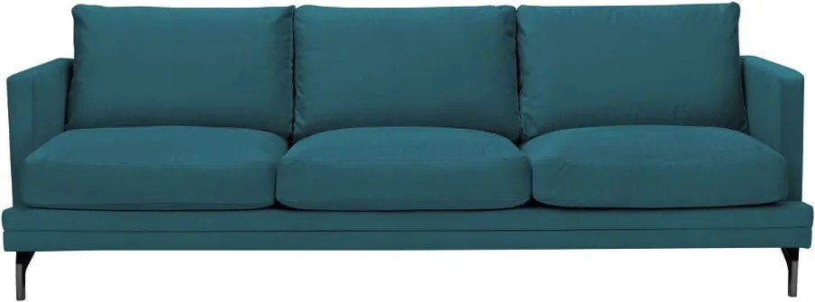 Tyrkysová trojmiestna pohovka s podnožou v čiernej farbe Windsor & Co Sofas Jupiter