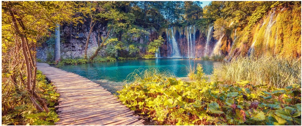 Obraz - Plitvické jazerá, Chorvátsko (120x50 cm)
