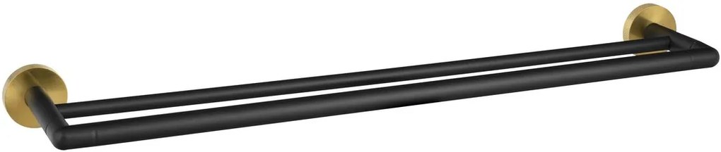 Sapho Sapho, LARISSA dvojitý držiak uterákov 600mm, čierna/zlatá matná, WS011BG