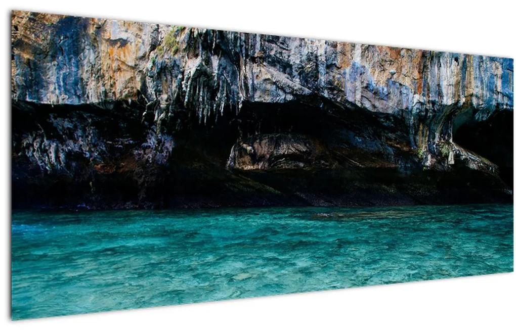 Obraz vody a skál (120x50 cm)