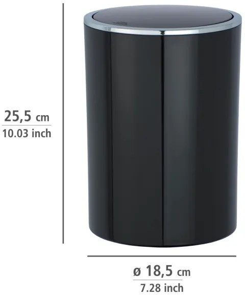 WENKO 22558100 - Kôš INCA 18,5x25,5 cm čierna/lesk. chróm