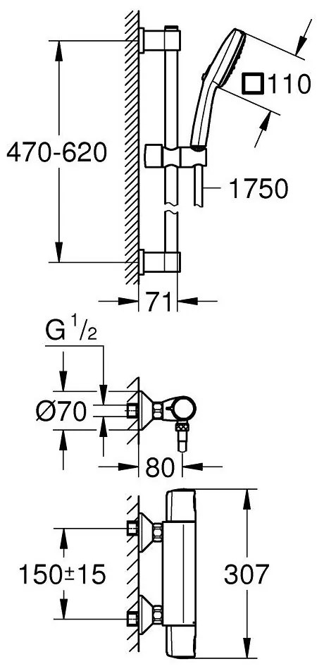 GROHE Precision Trend - Termostatická sprchová batéria so sprchovou súpravou, chróm 34237003