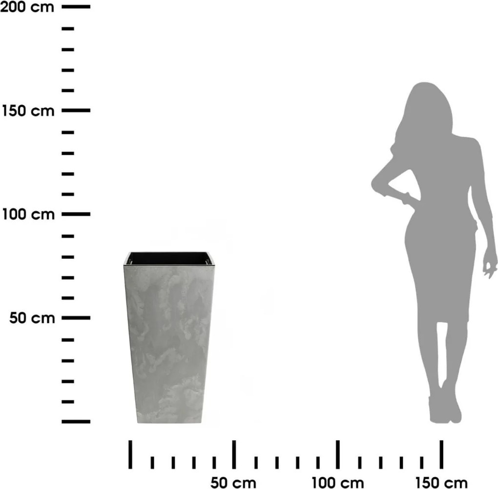 PLASTOVÝ KVETINÁČ PORTO 75X39,5X39,5 CM IMITÁCIA BETÓNU SIVÁ