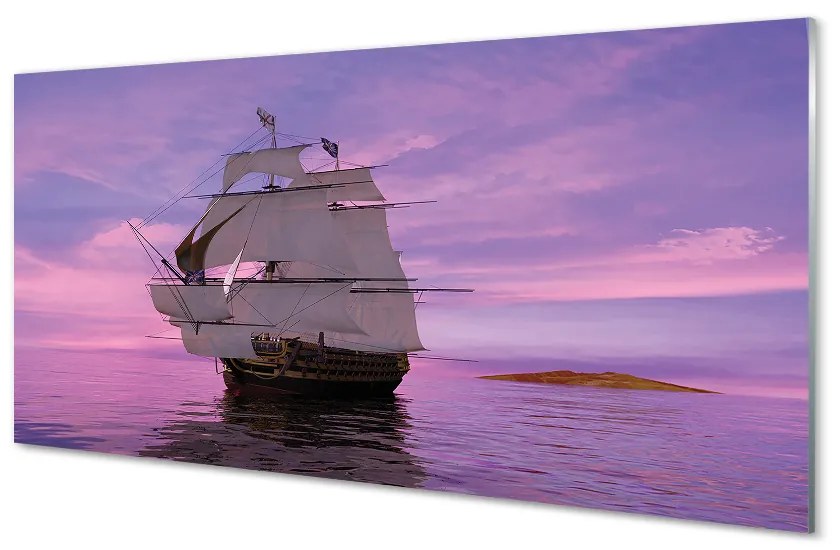 Obraz plexi Fialové neba ship sea 100x50 cm 2 Prívesky