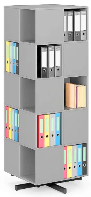 Otočný regál, 680×680×1932 mm, 4x 5 oddielov, sivá